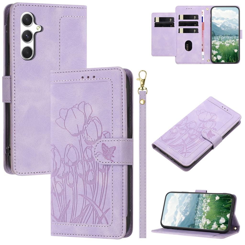 For Samsung Galaxy S26/S26 Pro Case Tulip Leather Phone Cover with 5 Card Slots Wallet
