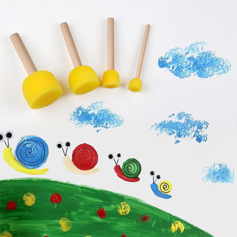 30-Piece Round Sponge Brush Set for Kids’ Art & Crafts
