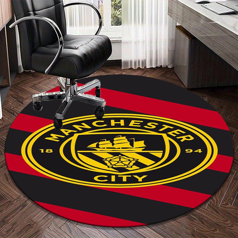 1pz Tappeto Rotondo Città Club di Calcio Stampato Tappeto Rotondo per Area, Tappeto per Casa Ufficio, Tappeto Rotondo per Sedia, Tappeto Decorativo Regali per Fan Regalo di Natale