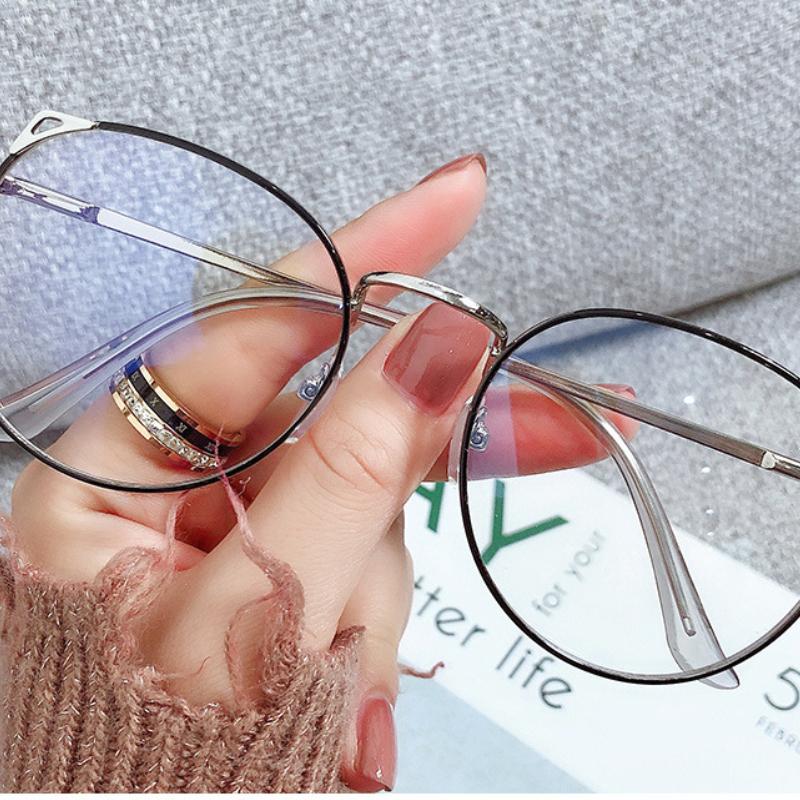 Bijziendheid Bril Vrouwen Mooie Cat Eye Brillen Student Computer Legering Metalen Afgewerkt Bril Frames Blue Light Eyeglasses