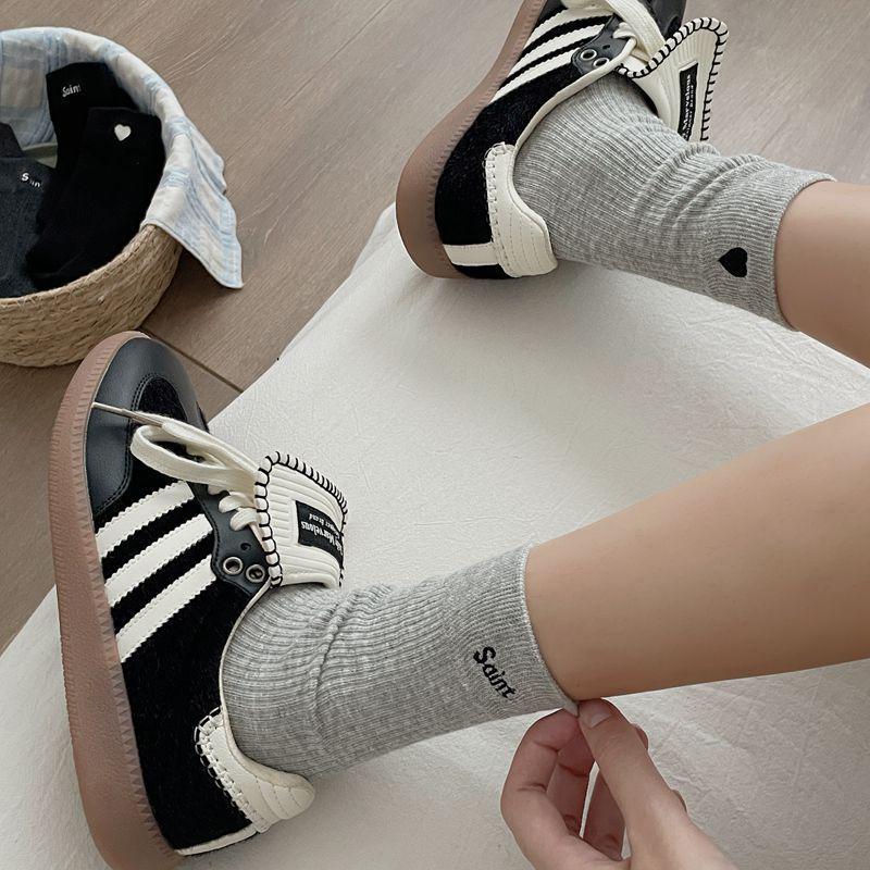 Newcomer Special: Miyard Autumn Cute Heart Embroidered Long Tube Scrunched Socks