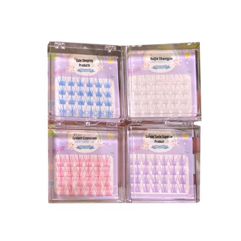 Mengjie Shangpin Colorful False Eyelashes - Natural White, Blue, Purple, Pink - Spicy Girl Little Devil COS Style.