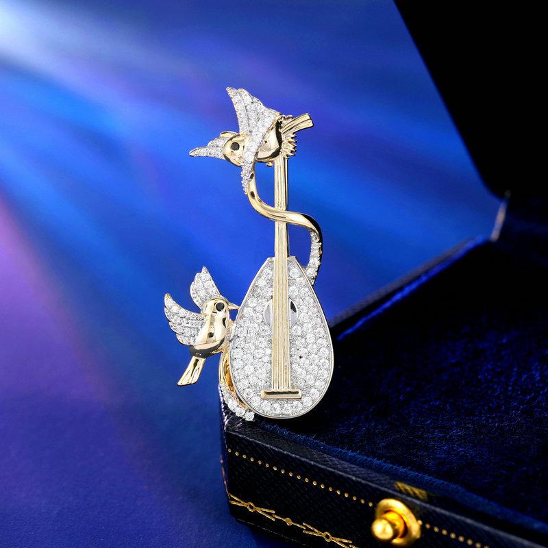 

Высококачественная одежда куртка пальто корсаж булавка пряжка Guochao креативный дизайн брошь в виде птицы любви пипа