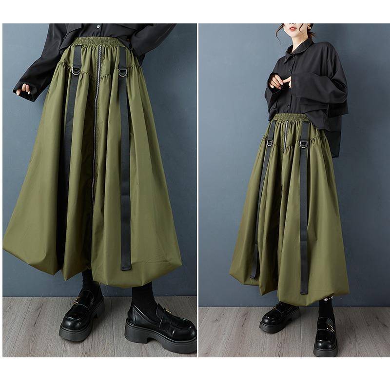 DIMANAF 2025 Plus Size Autumn Winter Women Long Skirts Elastic Waist Trousers Oversize Fashion Lady Clothing