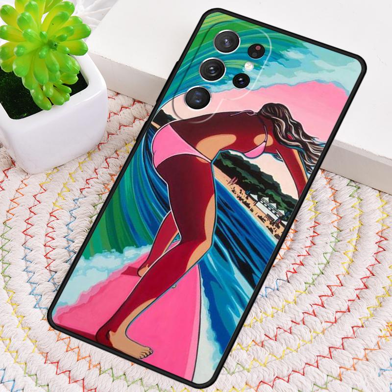 Surfing Sea Beach Surfboard Wave TPU Phone Case For Samsung Galaxy note 10 pro S26 S25 S24 S23 S22 Ultra Plus S21 FE S20 Cover