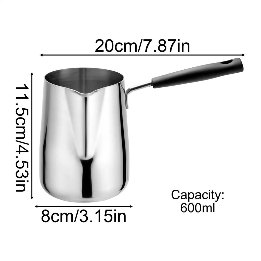 600ml Turkish Coffee Pot with Pouring Spout, Stovetop Ibrik for Brewing Coffee, Milk Tea, Hot Chocolate, Ideal for Home, Kitchen