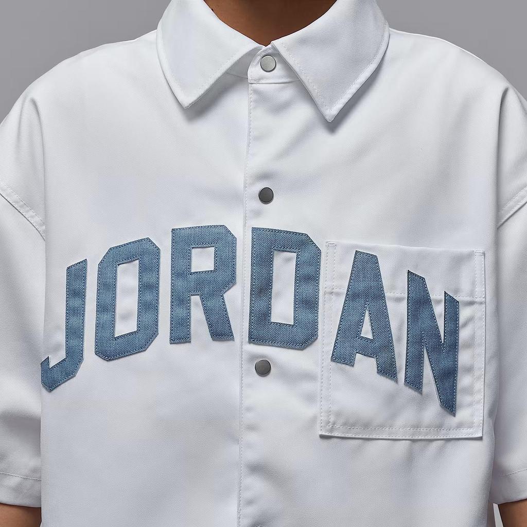 Jordan Women's White Short Sleeve Button-Up Shirt HQ9200-101