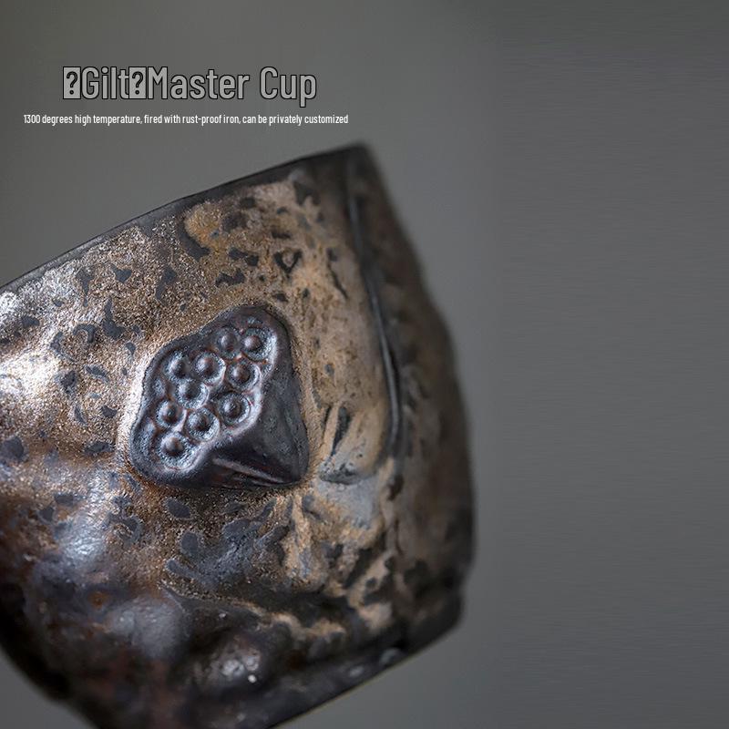 Jianying Gilded Ceramic Master Teacup - Large Kung Fu Tasting Cup