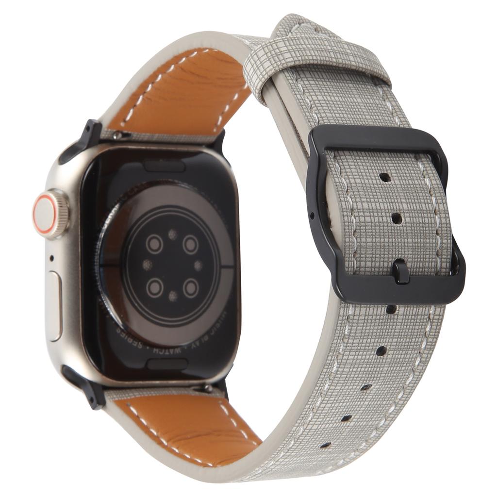 Watch Band For Apple Watch Series 10 Ultra 9 8 7 SE 6 5 4 3 2 1 46mm 49mm 45mm 44mm 42mm Checkered Pattern Day-Shaped Buckle Leather Strap
