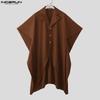 INCERUN Men Casual Baggy Irregular Splits Cloak Long Cape Coats Windbreaker