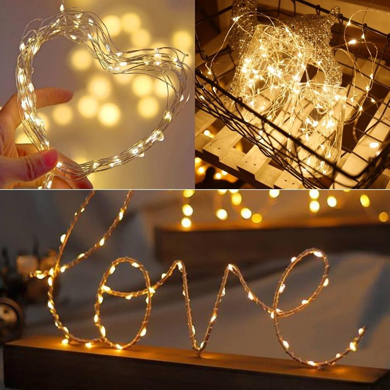 5PCS LED Fairy Lights Battery Operated 3 Modes Copper Wire String Lights for Wedding Birthday Party Gift Cake Bouquet Decor