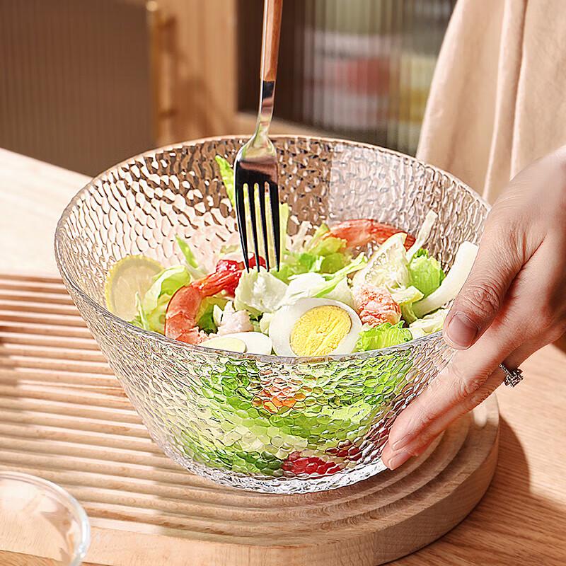 Ciotola per Insalata GENAS in Vetro Martellato Stile Giapponese