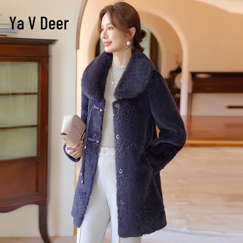 

Yalu Women s Mid-Length Mink Velvet & Wool Blend Winter Coat XL