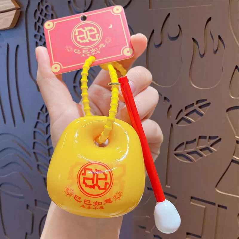 

Cartoon Merit Wooden Fish Knocking Music Keychain Creative Decompression Buddhist Key Chain Car Bag Pendant Small Gift Opp bag packaging
