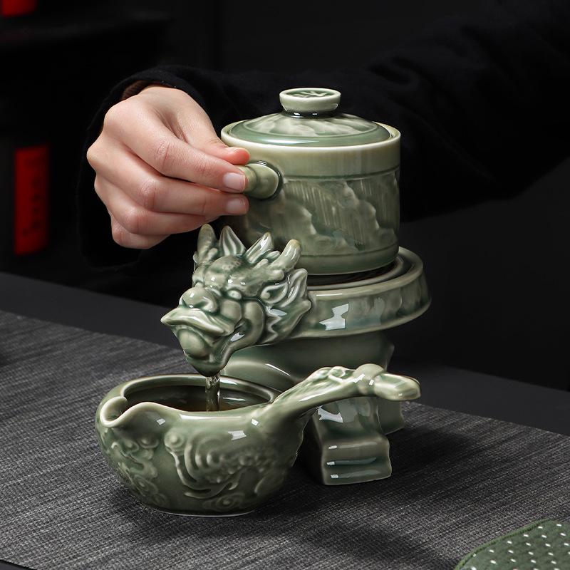 Set Automatico in Celadon dei Dodici Zodiaci per Uso Domestico, Infusore da Tè Pigro, Alta Estetica Tendenza Nazionale Affari