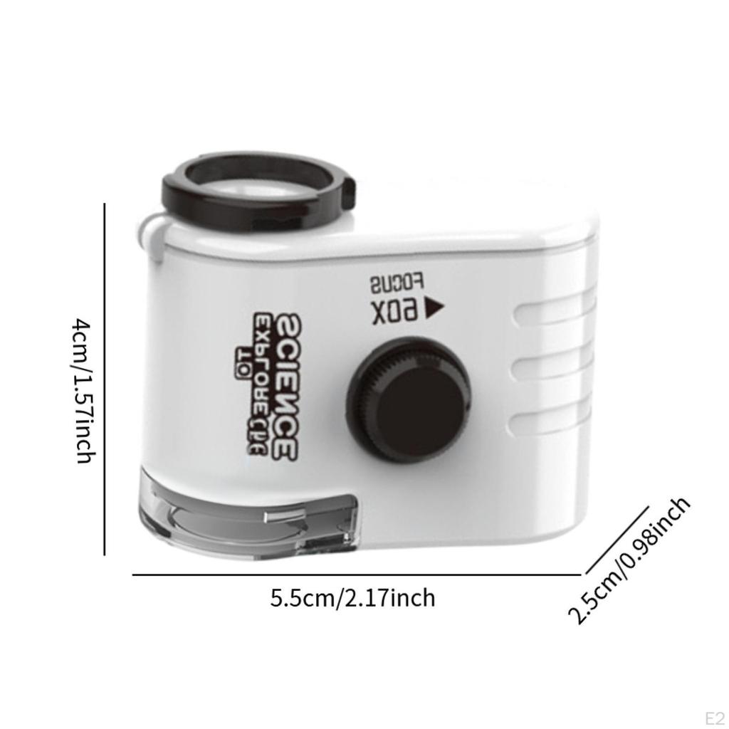 Mini Mikroskop Læringsleke 60x Vitenskapsleke,Liten,LED-belyst,Lomme