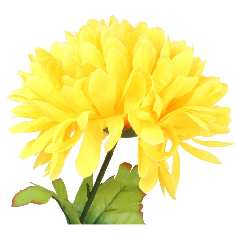 Single Yellow Artificial Chrysanthemum - High Quality Cemetery Decoration
