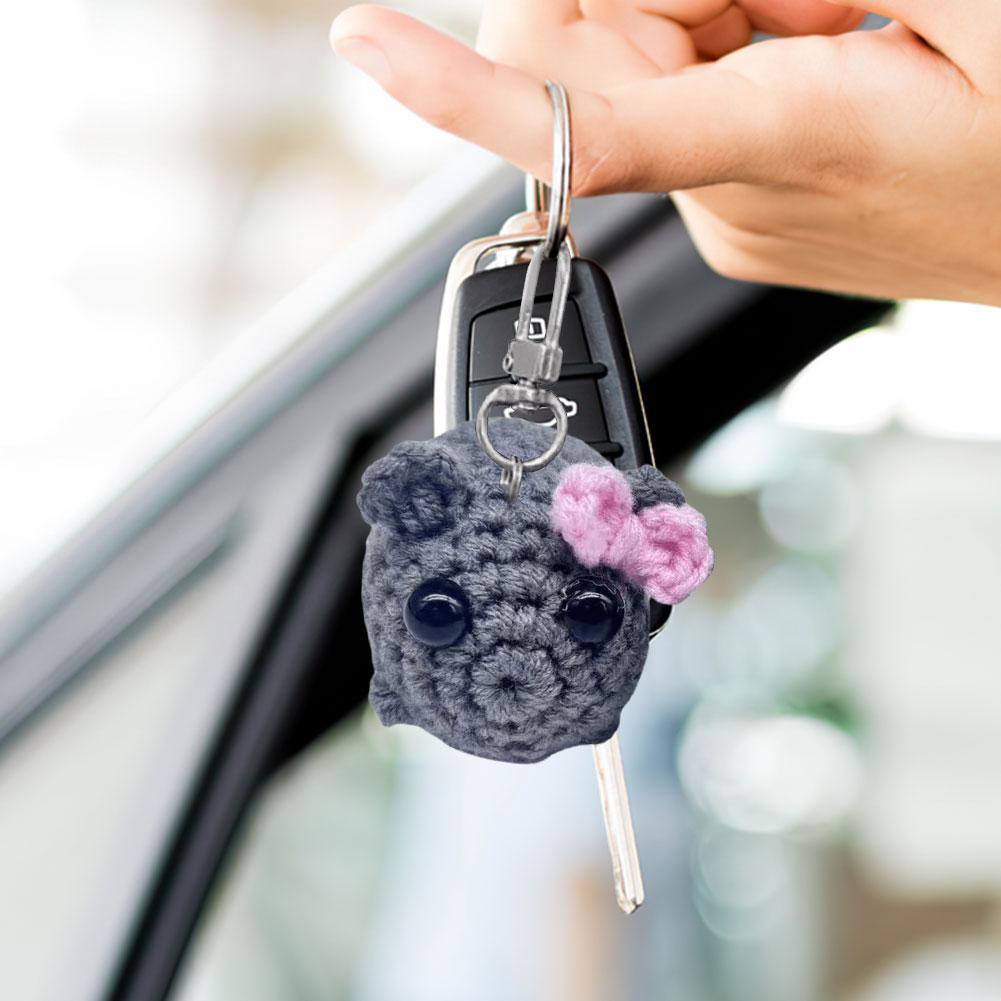 Cute Knitted Sad Hamster Doll Cartoon Knitting Pendant Crochet Sad Hamster Meme Kawaii Girl Hamster Handmade Doll for Kids Gift