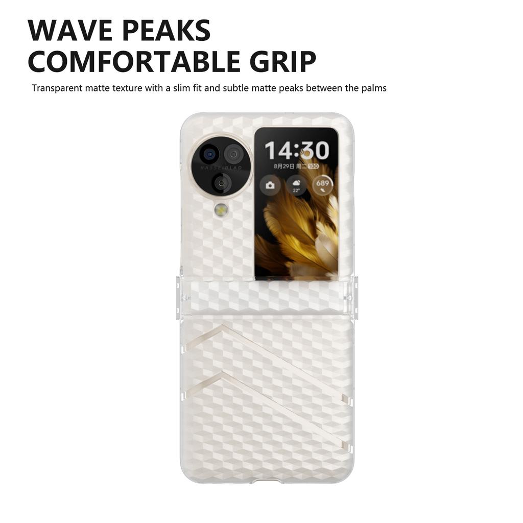 For Oppo Find N3 Flip 5G Case Matte PC Clear Phone Cover with Hinge Protection