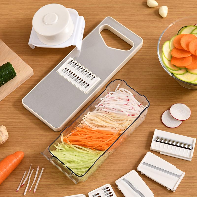 Household Stainless Steel Vegetable Cutter Kitchen Vegetable and Potato Grater Anti-slip Handle with Hand Guard and Grater