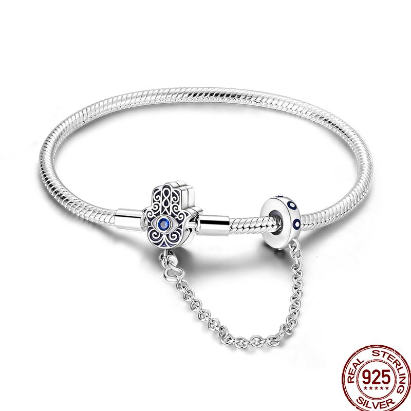 100% Silver Bracelet Fit Original Design Beads Charms DIY Jewelry Making Dazzling CZ Chain Bracelet For Women