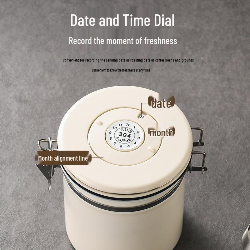 304 Stainless Steel Coffee Storage Can with Vent Valve, Sealed for Freshness
