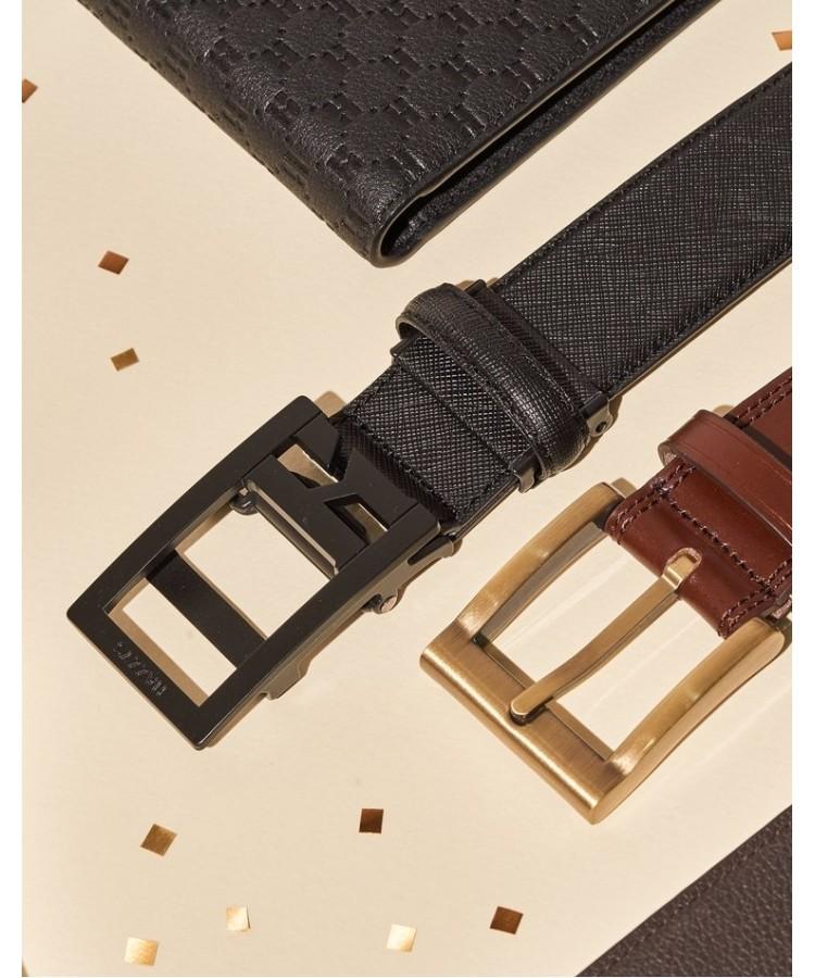 Hejiseumaenaegseseoli Black Buckle Black H-Decoration Cowhide Automatic Belt Hjbe6F855Bk