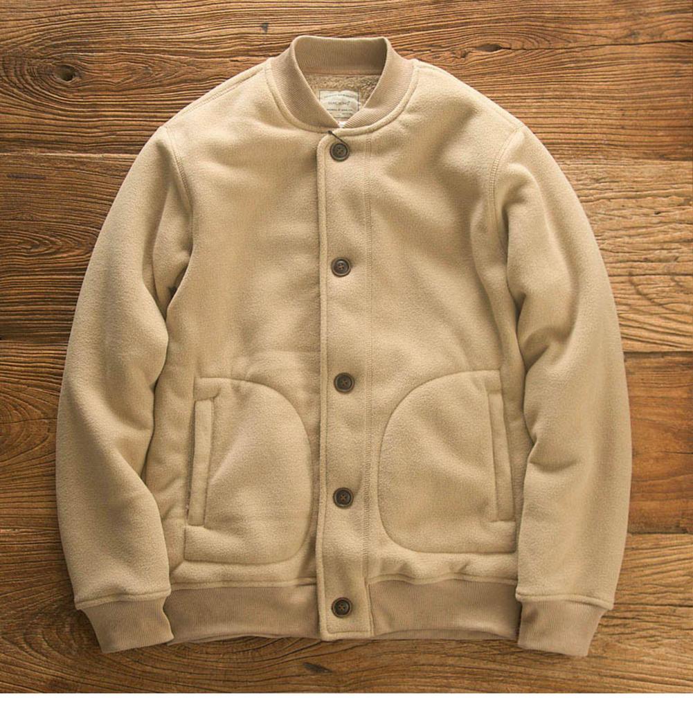 AmeKaji Herren Dicke Fleece Baseballkragen Jacke für Herbst/Winter