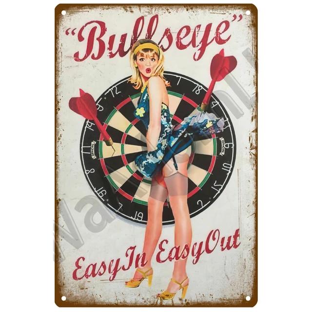 Vintage PinUp Girls Metal Tin Sign  Sexy Lady Poster for Car Airplane Bar Pub Home Wall Decor  Funny Retro Art Painting Craft