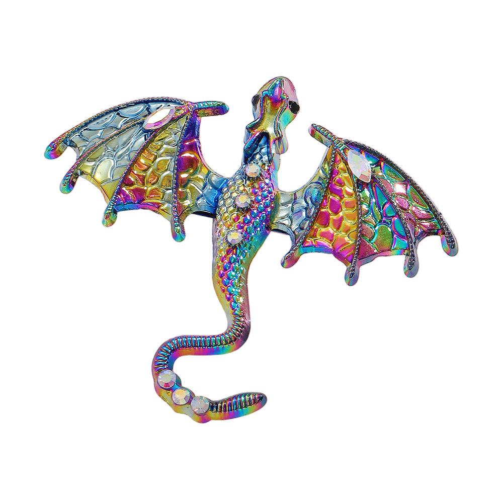 Retro Colorful Enamel Dragon Brooch - Unisex Lapel Pin & Necklace Accessory