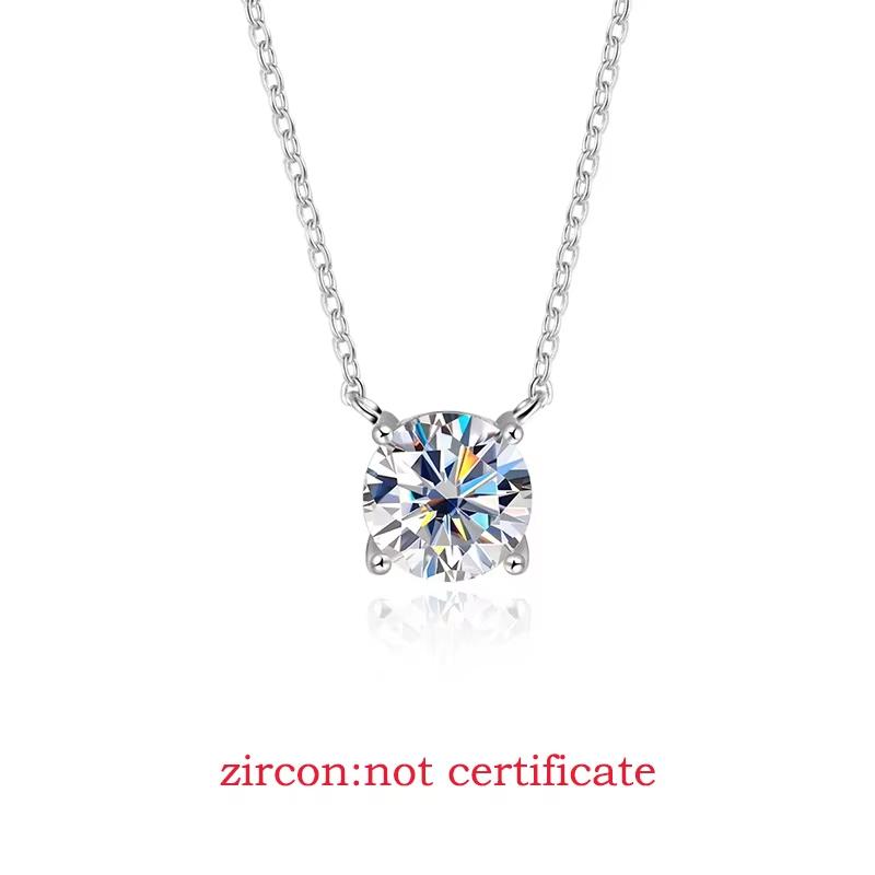 

Smyoue White Gold Plated 1-10CT Moissanite Necklace for Women Classic Four Claws Pendant Wedding Jewelry 925 Silver 1CT