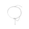 Trendy Cool Pink Zircon Love Necklace Women Light Luxury Temperament Versatile Sweet Cool Style High End Jewelry Collar Chain