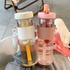 800ml Large Capacity Water Bottles with Strap Dry Wet Separation Fruit Lemon Filter Plastic Drinking Bottle with Straw Outdoor Sports Water Cup