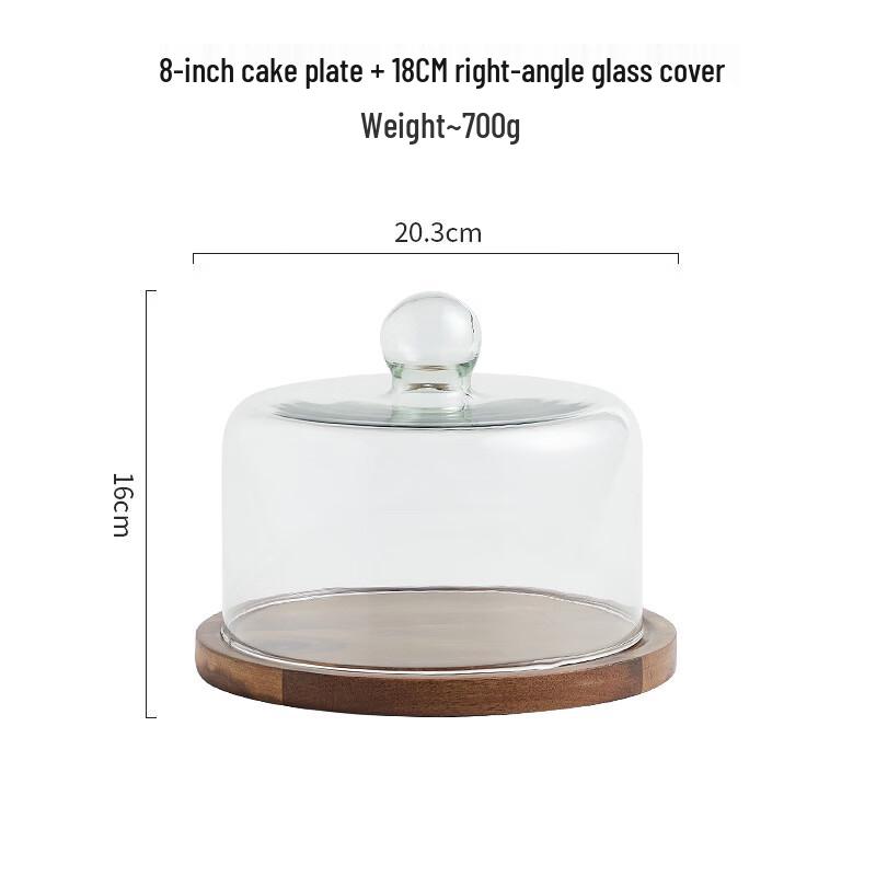ZISIZ Acacia Wood Serving Tray with Glass Dome