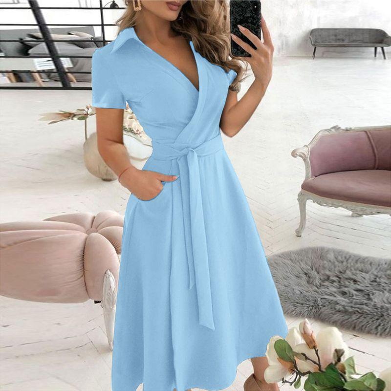 V-neck Printed Buttock Wrap Dress for Womenv Collar Print Sheath Dress