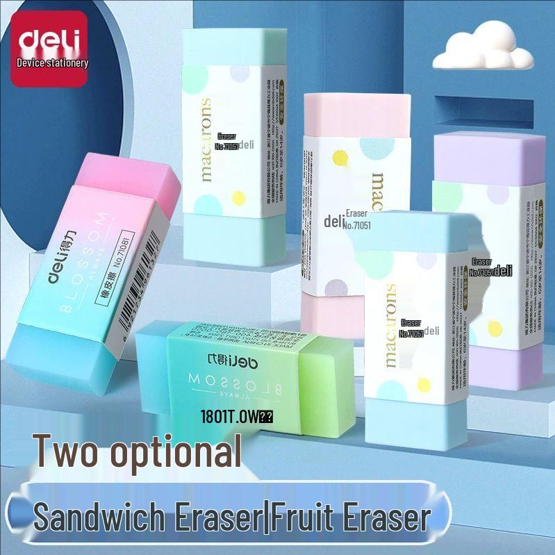 Deli Macaron Color Sandwich Eraser - Easy, Clean Erasing for Students and Children