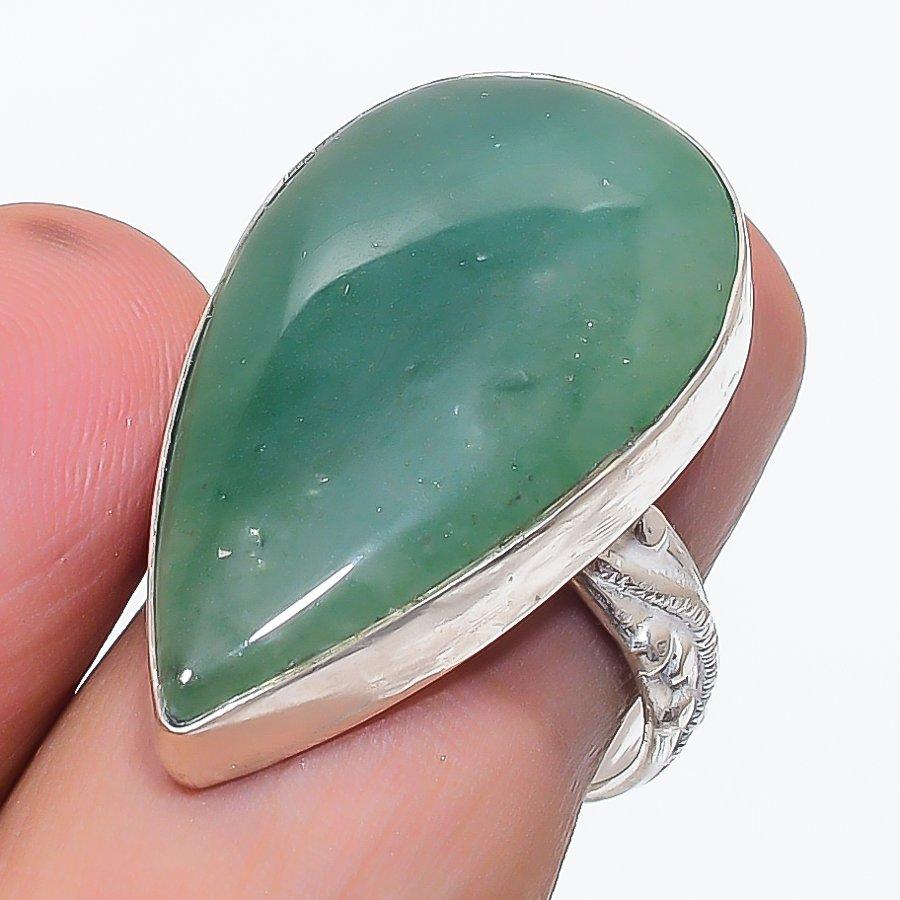 

Natural Green Apatite Gemstone 925 Sterling Silver Jewelry Ring Size 7.5 s3z40