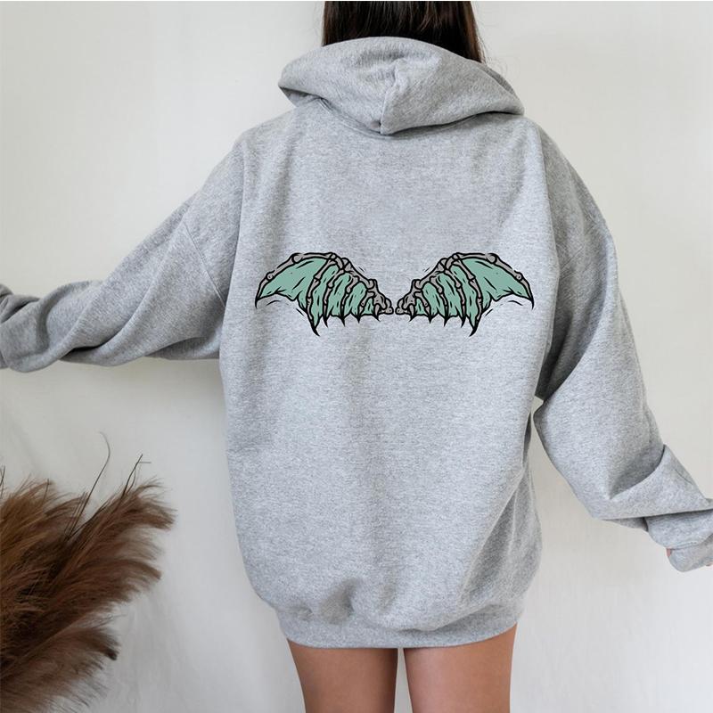 Colored Demon Wings Gothic Hoody Sweatshirts Pullovers Fashion Graphic Women Pure Cotton Streetwear Top Jumper Hoodie Hoodies