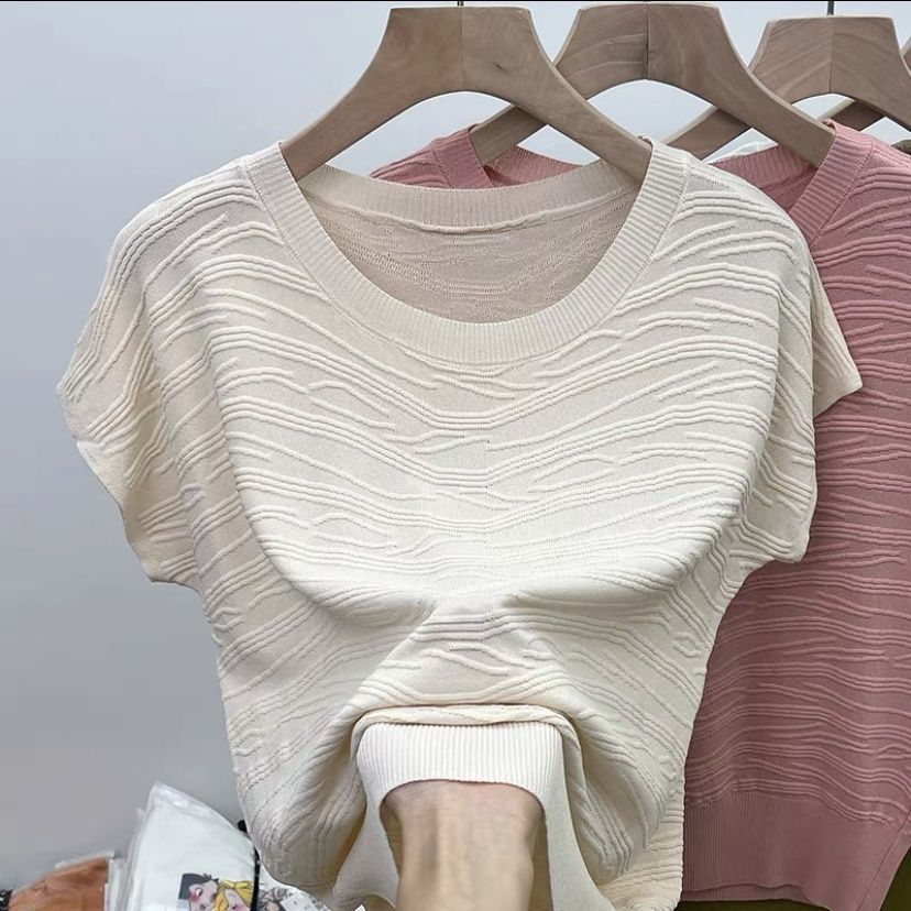 Tricoturi cu mâneci scurte Vară pentru femei Nou Top Slim Fit La modă Versatil Tricou Femei