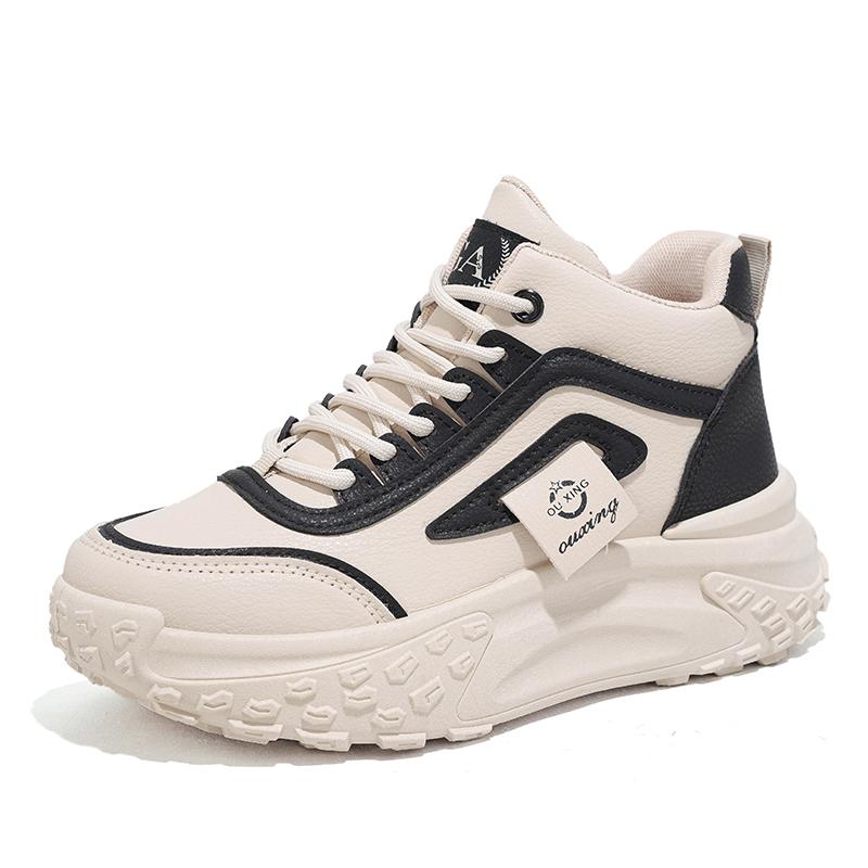 Wysokie Buty Sportowe Damskie na Grubym Spodzie Zwiększające Wzrost na Wiosnę/Jesień