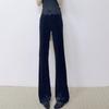 2026 Spring/Autumn Korean Style High-Waisted Slimming Velvet Straight-Leg Micro-Flare Pants