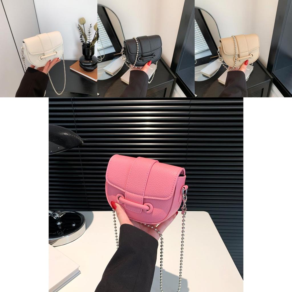 Stylish Mini Saddle Bag 2024 Spring Summer Chain Shoulder Crossbody Pu Bag Chic Design