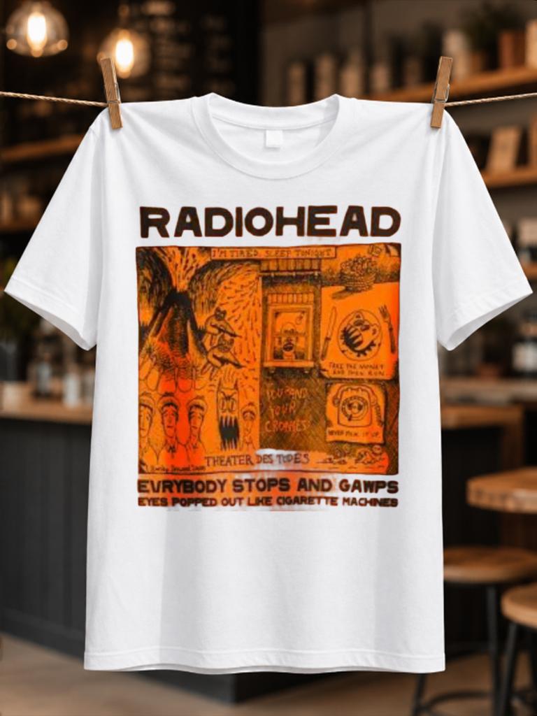 Radiohead Orange Comic Collage With Hand Drawn Panels Dark Lyrics And Distressed Underground Style Unisex All Tshirt