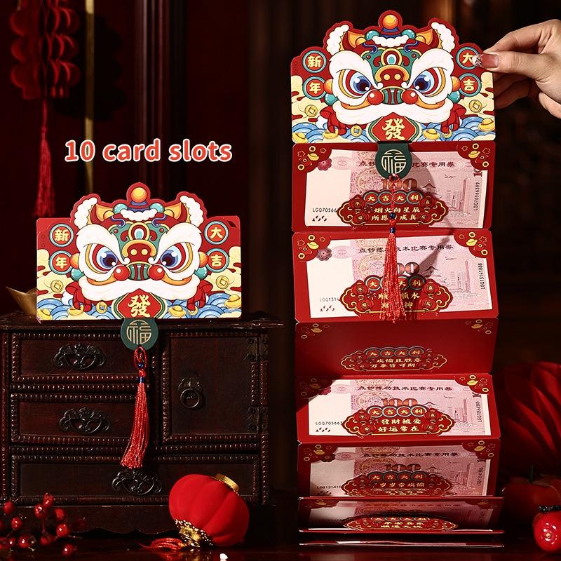 Cartoon Chinese  Year Folding Red Envelopes Horse Year Lucky Money Pockets Chinese Traditional Lucky Red Bags Kids Gifts