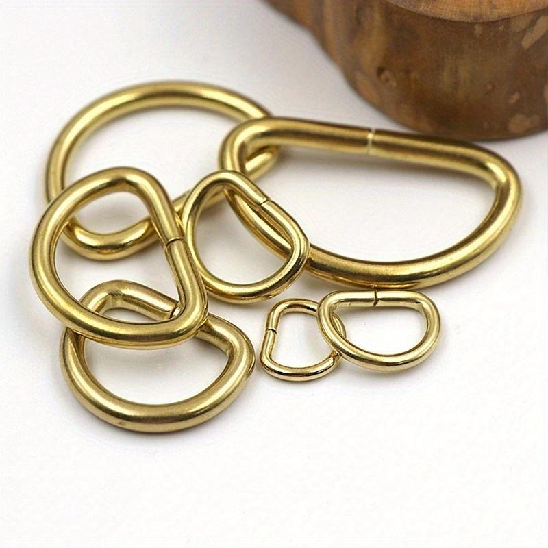 10Pcs Solid Brass D Rings Buckles for Bag Strap Belt Purse Webbing Dog Collar 10-38mm Inner Width Leather Craft DIY Accessories