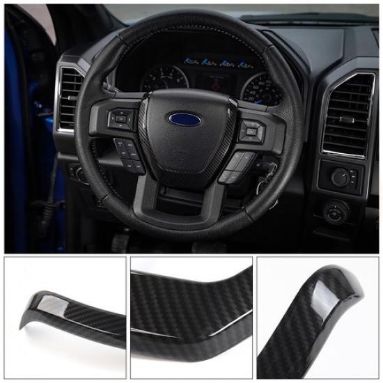 Carbon Fiber Steering Wheel Frame Decor Cover Trim For Ford F150 15+ Accessories