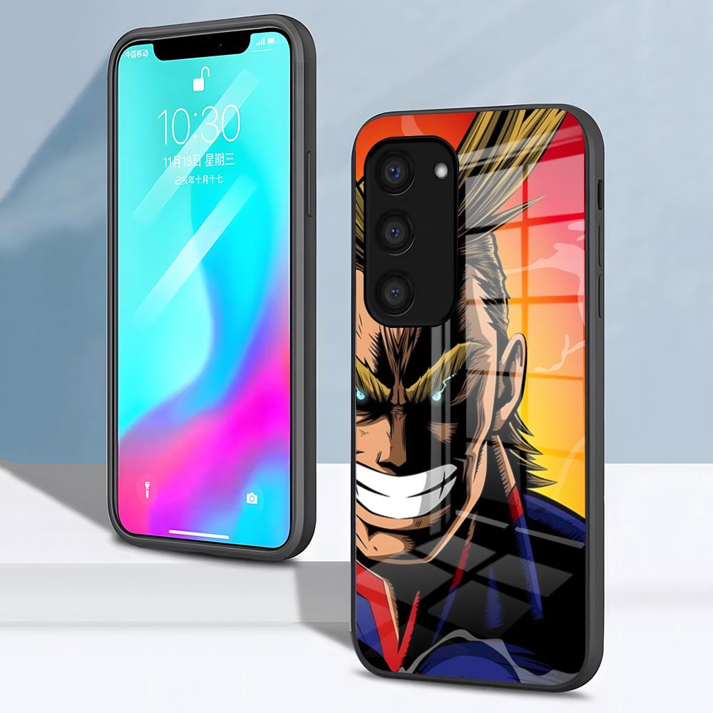 

Чехол для телефона с аниме All Might для Samsung S26 S25 S24 FE S23 S22 S21 Plus S20 Ultra Note20Ultra Черная стеклянная крышка Galaxy S21 5G