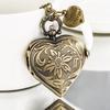 Romantic Heart Shape Quartz Pocket Watch Bronze/Silver/Black Necklace Pendant Chain Ladies Watch Souvenir Gifts for Girls Women