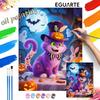 Pittura a Olio su Tela con Numeri Gatto Viola Cappello di Zucca Kit Pittura Dipinto a Mano Decorazione per la Casa Regalo