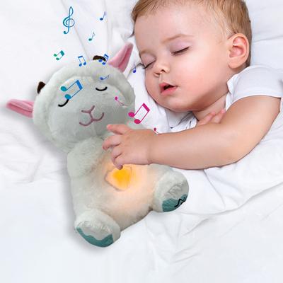Little Lamb Comfort Doll with Music Lights Rhythmic Breathing Motion Plush Stuffed Animal Musical Baby Toy for Newborn Infants